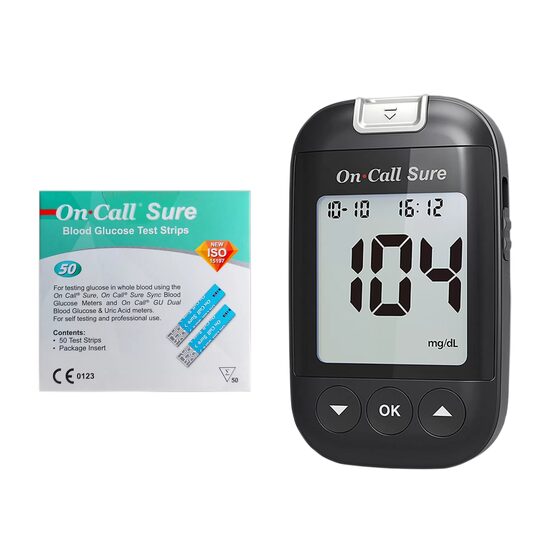 Glucometru On Call Sure + 50 teste incluse, măsurare rapidă în 5 secunde, fără codare