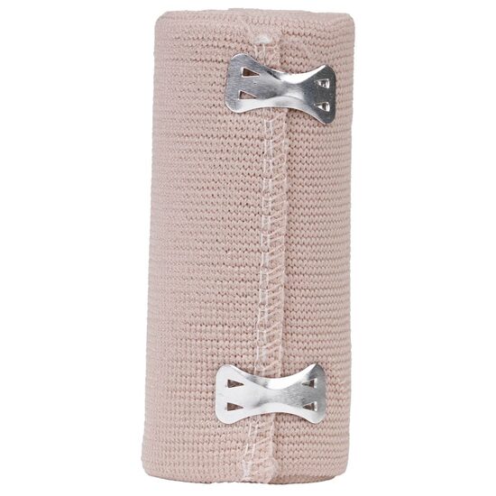 Bandaj elastic compresie ușoară 10 cm x 4.5 m cu cleme metalice ALINTA