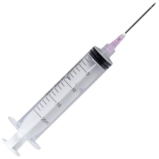 Seringi sterile 20 ml cu ac 18G și sistem de fixare sigură, 50 bucăți