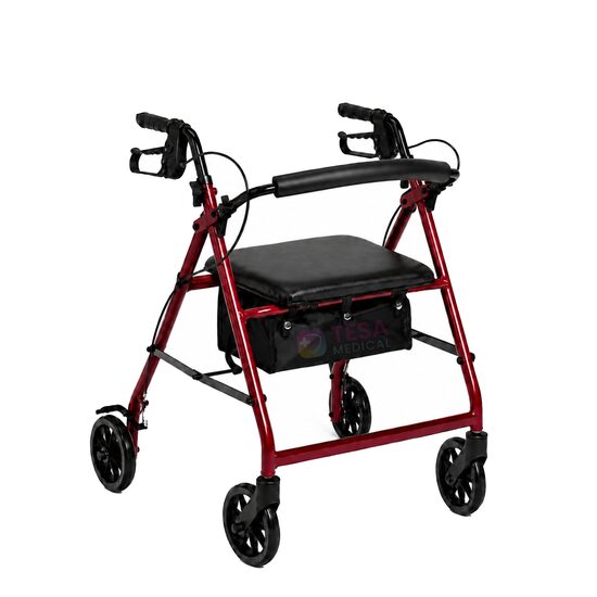 Rolator pliabil din aluminiu, cu șezut, spătar și frâne, max. 136kg, TMS 698 YARA