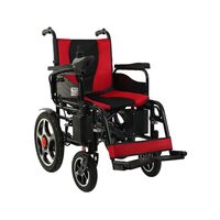 Scaun cu rotile electric, pliabil, mânere rabatabile, max. 136 kg, Roșu, JT 099