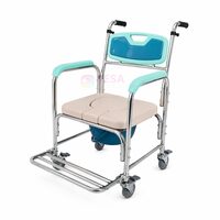Scaun WC de cameră cu roți, din aluminiu, sezut detasabil, max. 130 kg, TMS 7005B KORIN