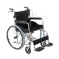 Scaun cu rotile pliabil din oțel cu frâne și suporturi pentru picioare, șezut 46 cm, max. 120 kg TMS 202 Negru