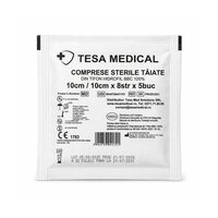 Comprese sterile din tifon hidrofil BBC 100%, 10 x 10 cm, 8 straturi, 5 bucăți