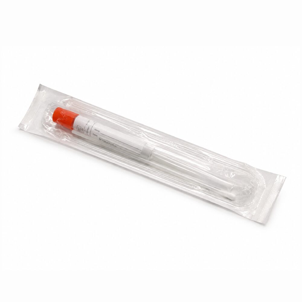 Recoltor exudat faringian cu tijă din plastic și bumbac, steril