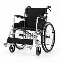 Scaun cu rotile pliabil din oțel cu frâne și suporturi pentru picioare, șezut 45 cm, max. 100 kg, TMS 202L LUVO, Negru
