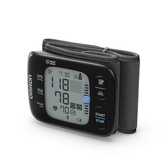 Tensiometru de incheietura Omron RS7, Bluetooth, 2 utilizatori, 100 de masuratori, Negru