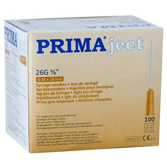 Ace seringa intradermice Prima G26, unica folosinta, 5/8' (0.45 x 16mm), maro, 100 buc
