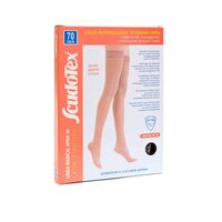 Ciorapi compresivi până la coapsă cu vârf deschis, 70 DEN, compresie medie 15–18 mmHg, Scudotex S 823