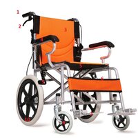 Scaun cu rotile ultrausor, pliabil, sezut 45 cm, CML 203 ABJ-16 Portocaliu