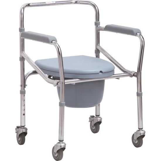 Scaun cu vas de toaleta si roti, reglabil pe inaltime, max. 100kg, KY 696