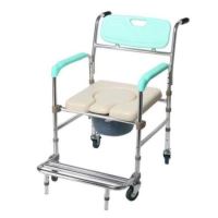 Scaun cu WC de camera, inaltime reglabila, cu roti, din aluminiu, max. 180kg, CMB 7801L