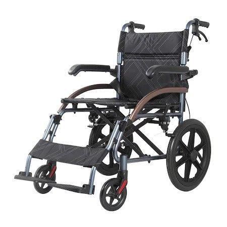 Scaun cu rotile (fotoliu rulant) ultrausor din aluminiu, pliabil, cu manere rabatabile, sezut 46 cm, CML 05 LABJ-16