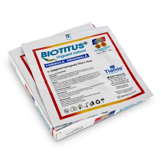 Comprese sterile impregnate cu Unguent BIOTITUS, Formula originala CUTIE cu 10 buc -STERILE