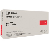Manusi latex, Santex, Pudrate, Fingertip Textured, Albe